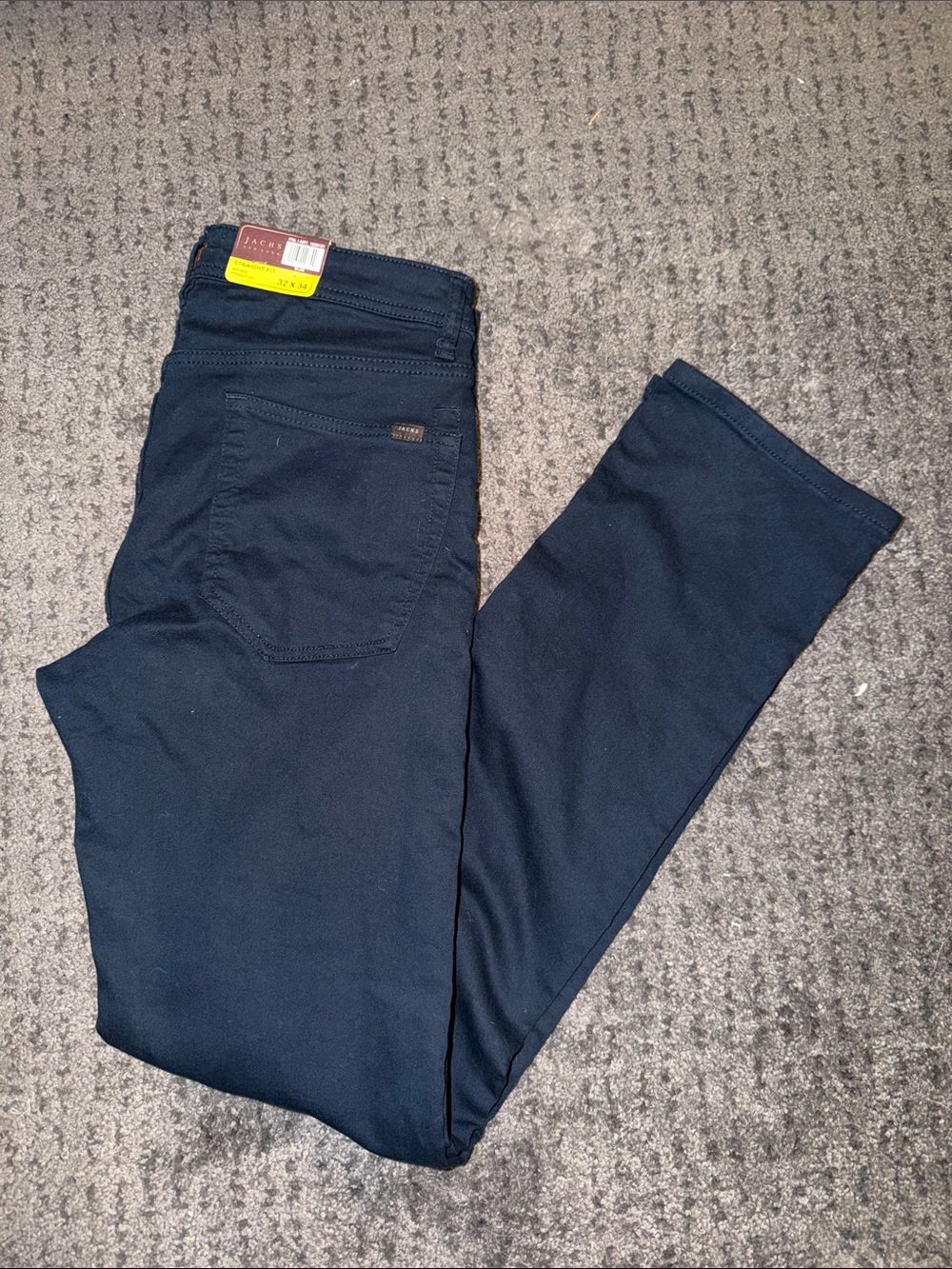 Jachs Navy Straight fit mid rise straight -Leg Pants